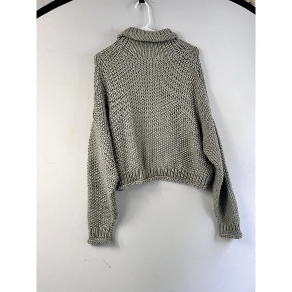 Anthropologie Moth Ribbed Chunky Pullover Turtleneck Sweater fisherman XS - Picture 8 of 10